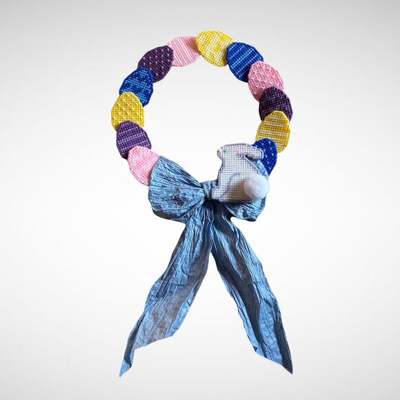 Pattern Yarn Art Eggs with Bunny Rabbit 2-different Embroidery Hoop Wreaths - Picture 8 of 9